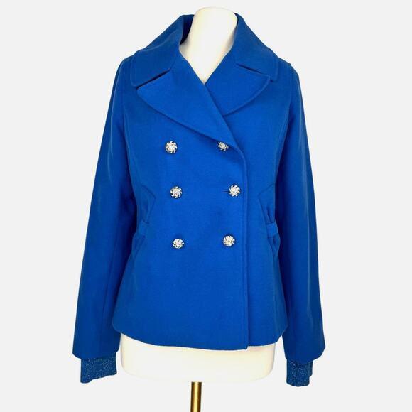 TOMMY GIRL by Tommy Hilfiger | Blue Double Breasted Pea Coat | Women's Large - Picture 1 of 13